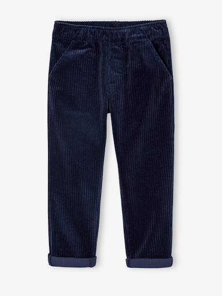 Corduroy Trousers, Easy to Slip On, for Boys beige+navy blue+slate blue 
