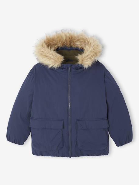 Hooded Parka for Boys navy blue 