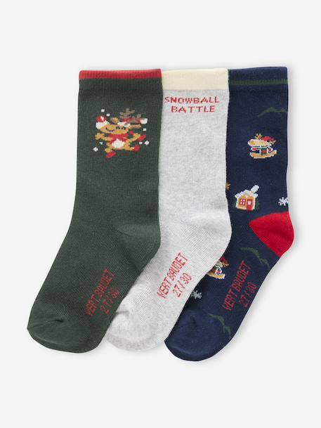 Set of 3 pairs of Christmas socks marl grey 