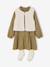 Set of 3 dress + sherpa cardigan + girls tights olive 