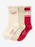Set of 3 Pairs of Christmas Socks for Girls red 
