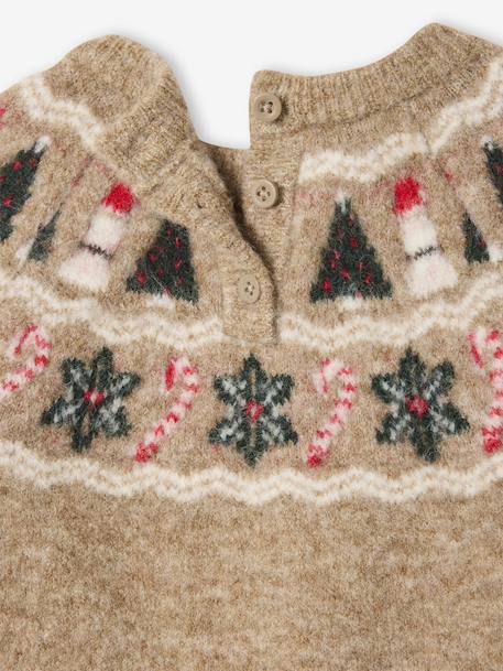 Baby boy Christmas jacquard jumper marl beige 