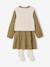 Set of 3 dress + sherpa cardigan + girls tights olive 