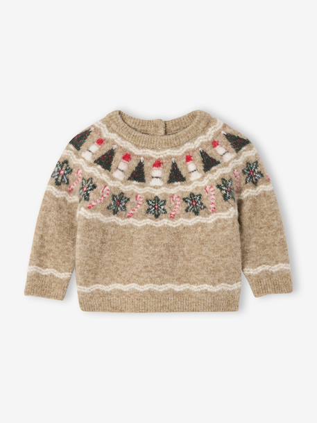 Baby boy Christmas jacquard jumper marl beige 