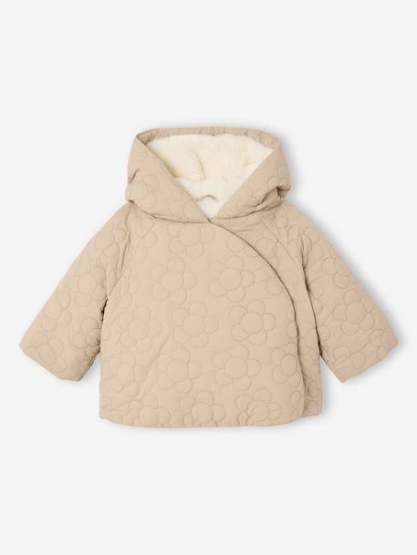 Fancy quilted coat for babies beige 