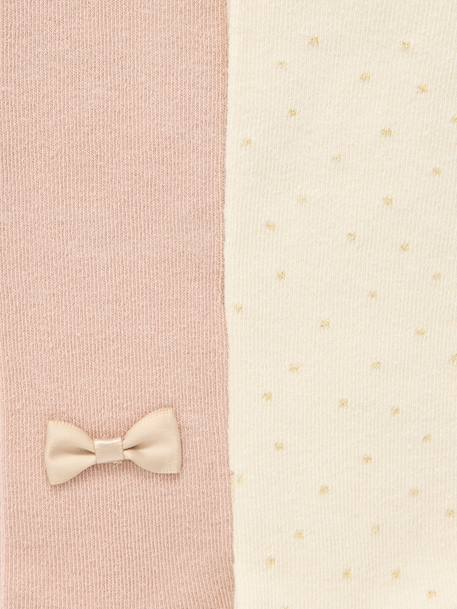 Pack of 2 pairs of Christmas tights for baby girls ecru 