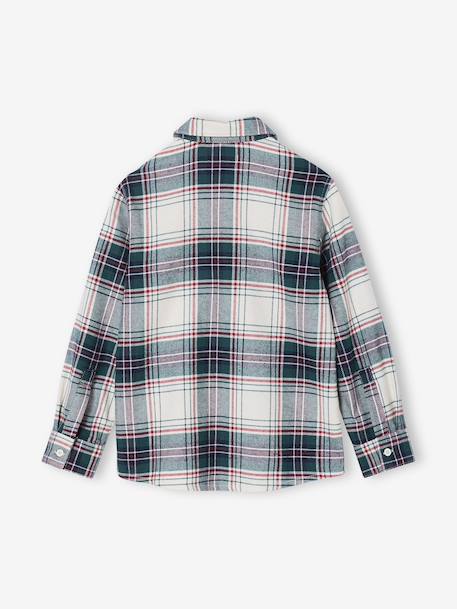 Boy's gingham flannel Christmas shirt chequered white 
