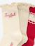 Set of 3 Pairs of Christmas Socks for Girls red 