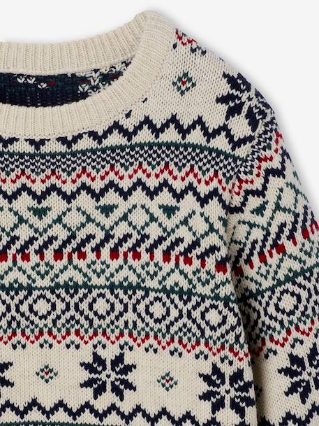Round Neck Jacquard Jumper for Boys printed white 