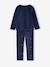 Christmas Velour Pyjamas for Boys, Printed Top & Striped Bottoms navy blue 