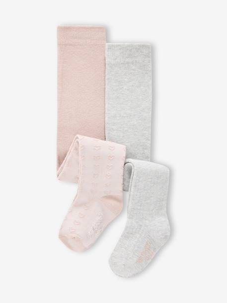 Pack of 2 pairs of baby girl's tights nude pink 