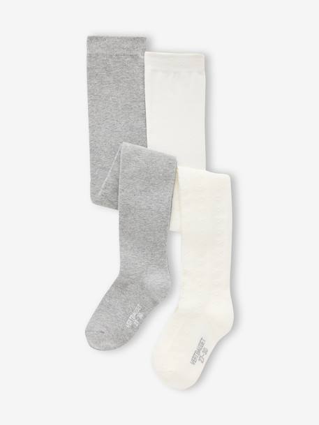 Pack of 2 Pairs of Tights for Girls marl grey 