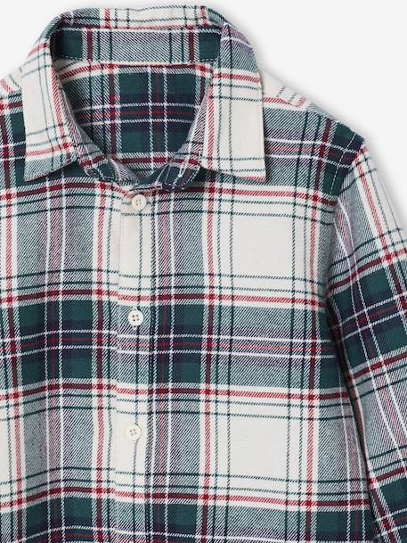 Boy's gingham flannel Christmas shirt chequered white 