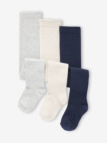 Pack of 3 Knitted Tights for Babies beige+ecru+old rose+White 