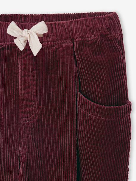 Loose-Fit Corduroy Trousers for Girls bordeaux red+chocolate+old rose 