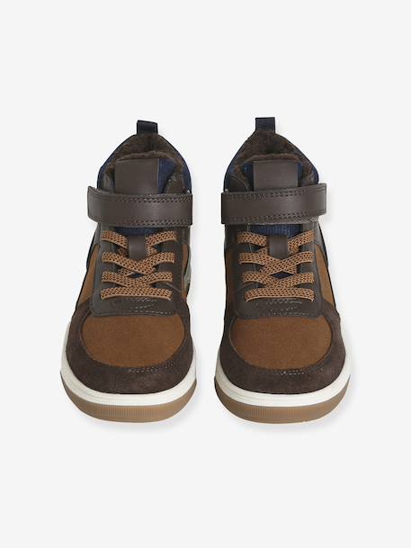 Lined Synthetic Trainers with Elasticated Laces and Hook-&-Loop Fasteners, for Boys brown 