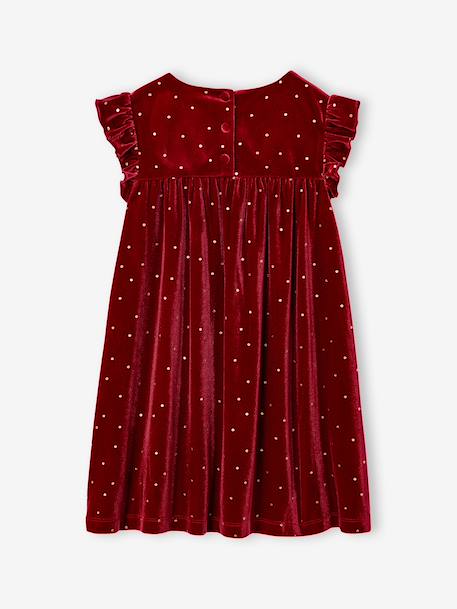 Christmas Dress with Smooth Velour Bow for Girls red 