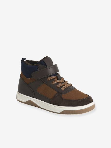 Lined Synthetic Trainers with Elasticated Laces and Hook-&-Loop Fasteners, for Boys brown 