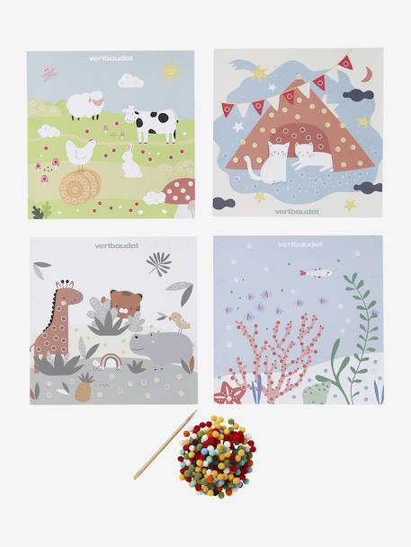 Set of Pompom Pictures multicoloured 