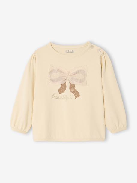 Long-Sleeved T-Shirt with Tulle Bow for Babies vanilla 