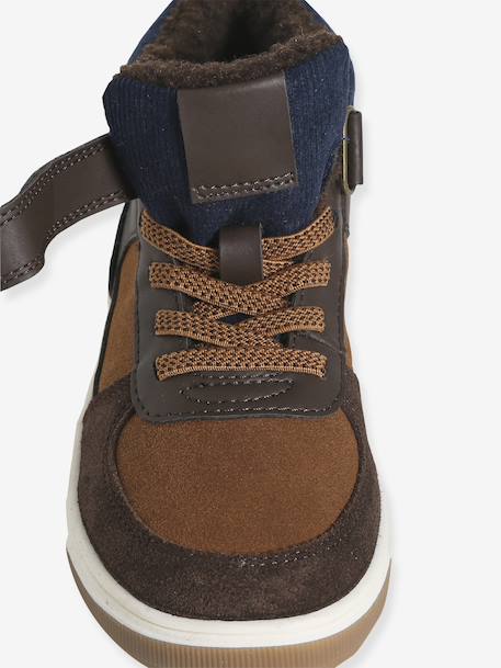 Lined Synthetic Trainers with Elasticated Laces and Hook-&-Loop Fasteners, for Boys brown 