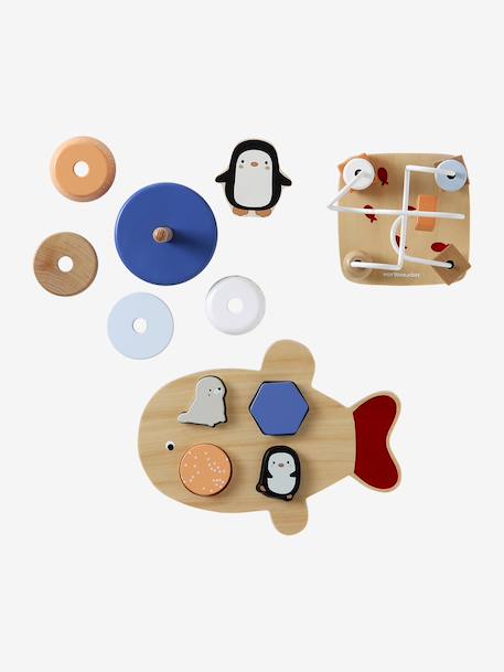 Trio of BANQUISE wooden toys in FSC® wood white 
