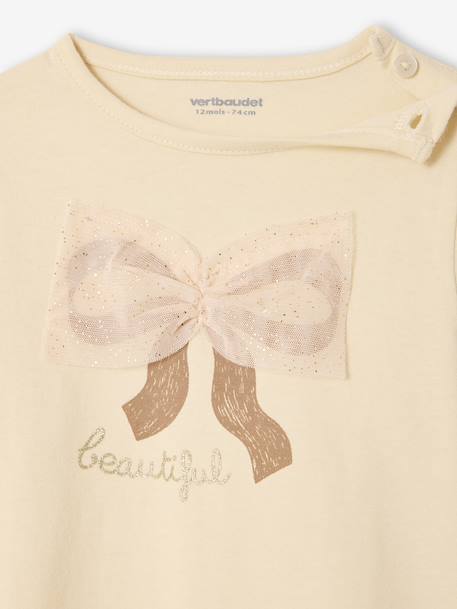 Long-Sleeved T-Shirt with Tulle Bow for Babies vanilla 