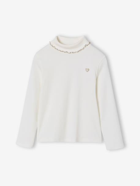Pack of 2 Rib Knit Polo Neck Tops for Girls ecru 