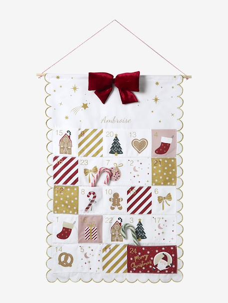 Fabric garland advent calendar golden beige 