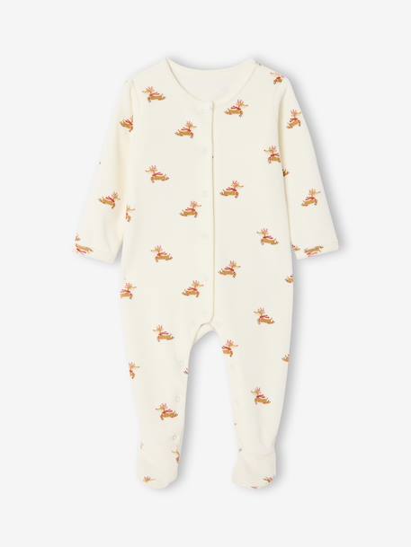Footed Jumpsuit & Beanie Combo, Christmas Capsule Collection ecru 