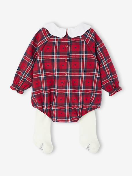 Christmas Ensemble for Babies: Romper & Tights, Vertbaudet x ENVIE Collab. red 