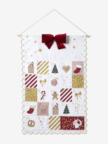 Fabric garland advent calendar golden beige 