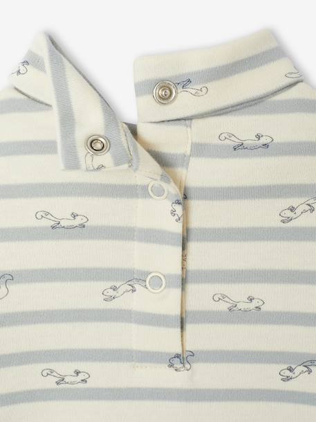 Pack of 2 Bodysuits in Interlock, 1 Striped + 1 Plain, for Newborns beige 