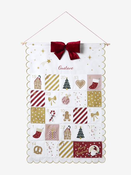 Fabric garland advent calendar golden beige 