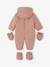 Pramsuit Lined in Faux Leopard Fur for Newborns dusky pink 