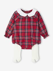 Baby-Dungarees & All-in-ones-Christmas Ensemble for Babies: Romper & Tights, Vertbaudet x ENVIE Collab. 
