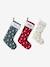 Pack of 3 Christmas socks red 
