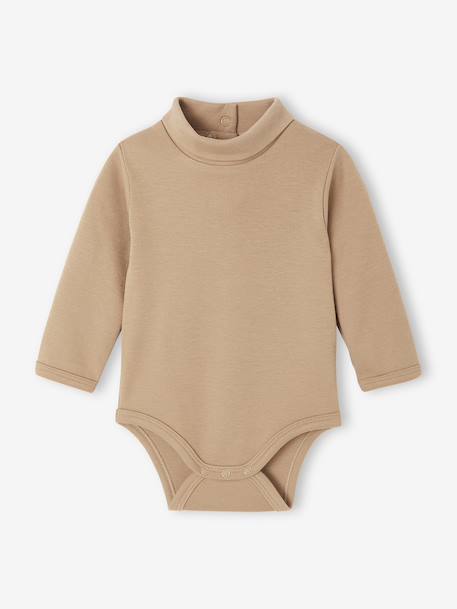 Pack of 2 Bodysuits in Interlock, 1 Striped + 1 Plain, for Newborns beige 