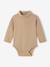Pack of 2 Bodysuits in Interlock, 1 Striped + 1 Plain, for Newborns beige 