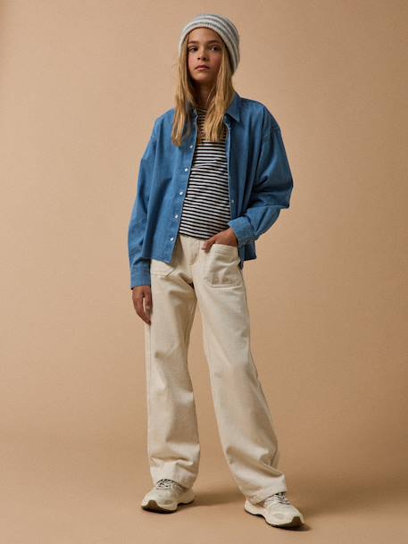 Girl's straight-leg jeans by CYRILLUS ecru 