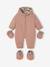 Pramsuit Lined in Faux Leopard Fur for Newborns dusky pink 