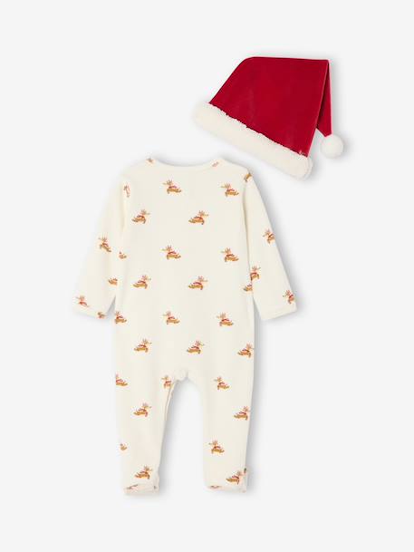 Footed Jumpsuit & Beanie Combo, Christmas Capsule Collection ecru 