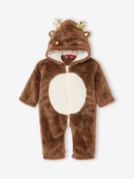 Reindeer Onesie for Newborns pecan nut 
