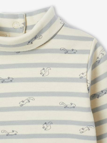 Pack of 2 Bodysuits in Interlock, 1 Striped + 1 Plain, for Newborns beige 