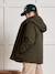 Girl's short parka with leopard lining CYRILLUS green 
