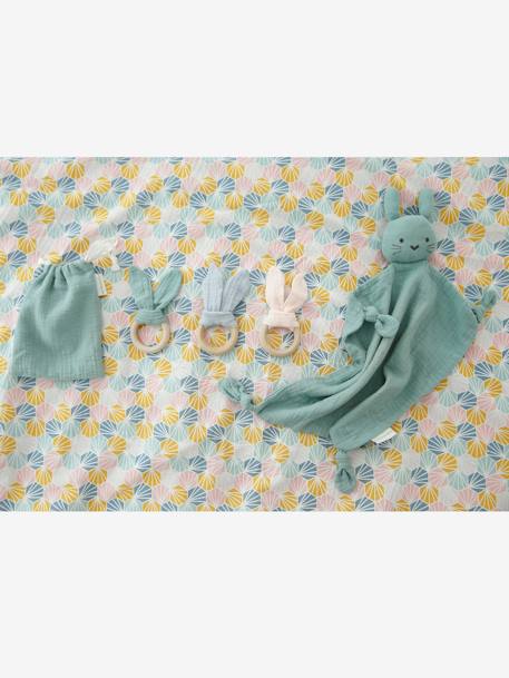 Baby Comforter Toy + Round Rattle Green/Multi+Light Pink+Yellow 