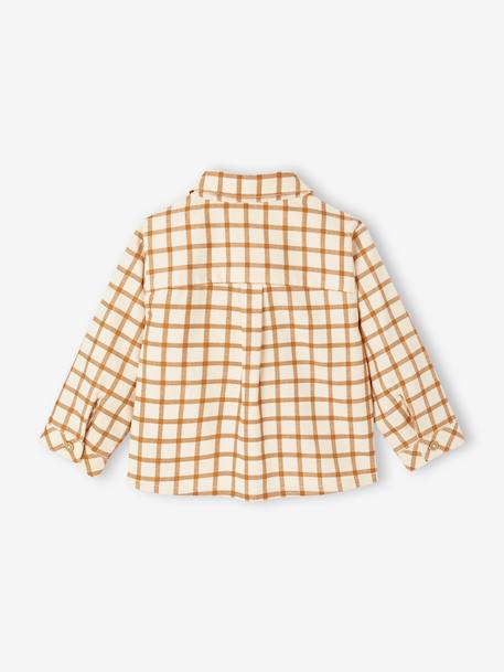 Gingham velvet baby shirt caramel 