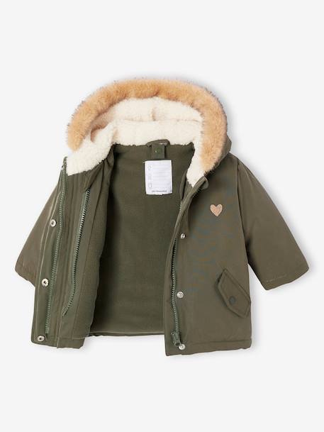 Parka + lightweight jacket 3-in-1 for babies old rose+olive 