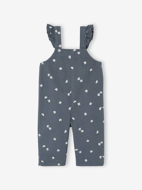 Printed Twill Dungarees for Babies slate grey 