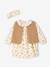 Baby dress + cardigan + band for head accessories for hair set old rose+vanilla 